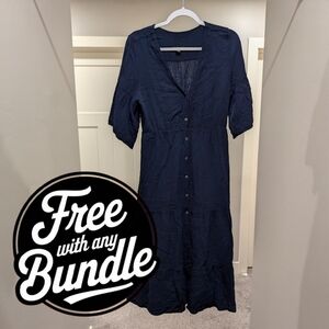 FREE WITH ANY BUNDLE! Saks Fifth Avenue navy blue button down midi dress
